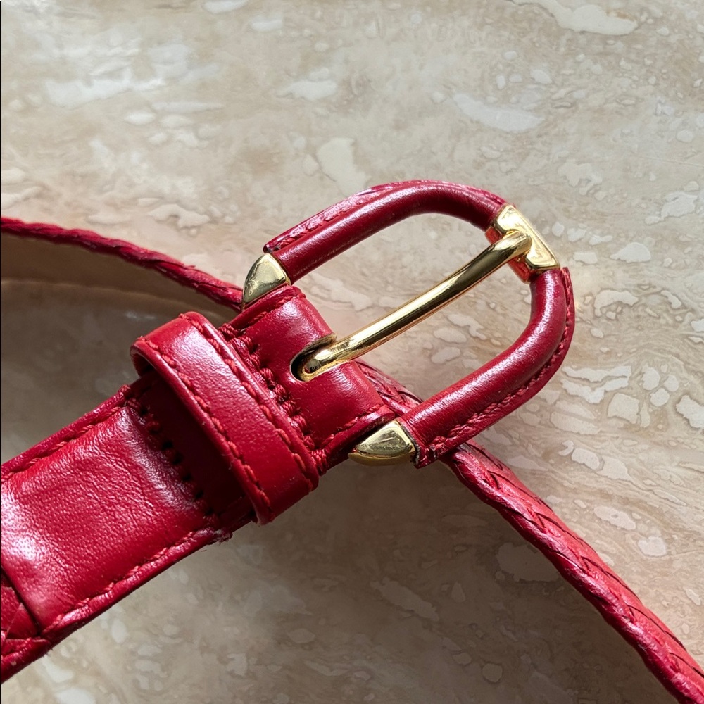 Christian Dior Red Woven Leather Belt Vintage Dior Aniline Cowhide - Picture 8 of 8
